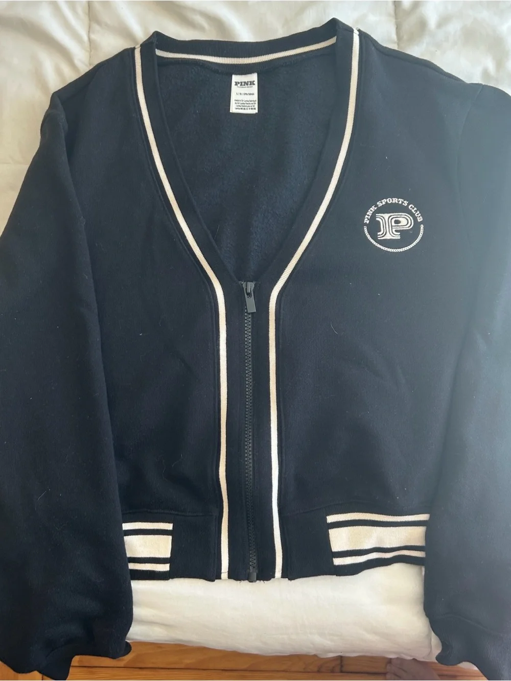 PINK Victoria's Secret Black Zip-Front Varsity Jacket INCLUDES matching skort. - Picture 3 of 6